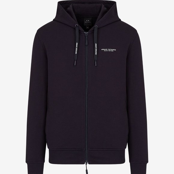 Armani Exchange Men Milano New York Zip-Up Cotton Hoodie, Black Small NEW - Picture 5 of 13